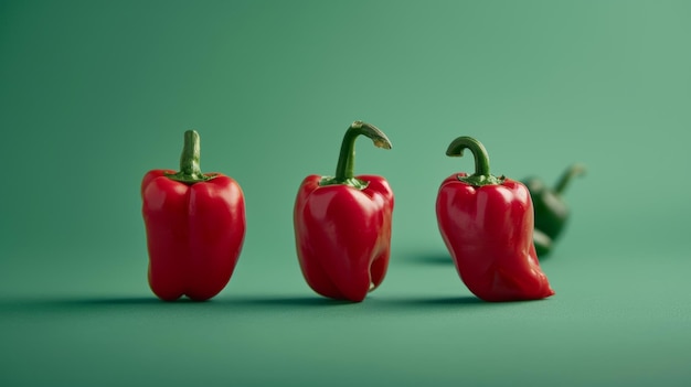 Half of a red bell pepper on a green background isolated diced red bell pepper for culinary use