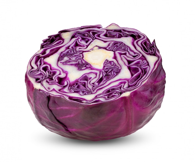 Half red cabbage isolated on white