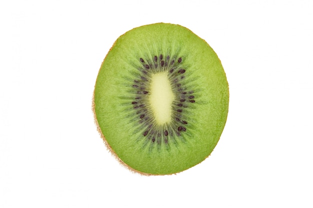 Half ripe kiwi fruit isolated