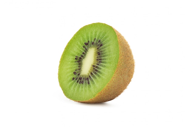 Half ripe kiwi fruit isolated