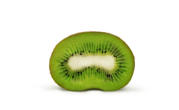 Half ripe kiwi on white