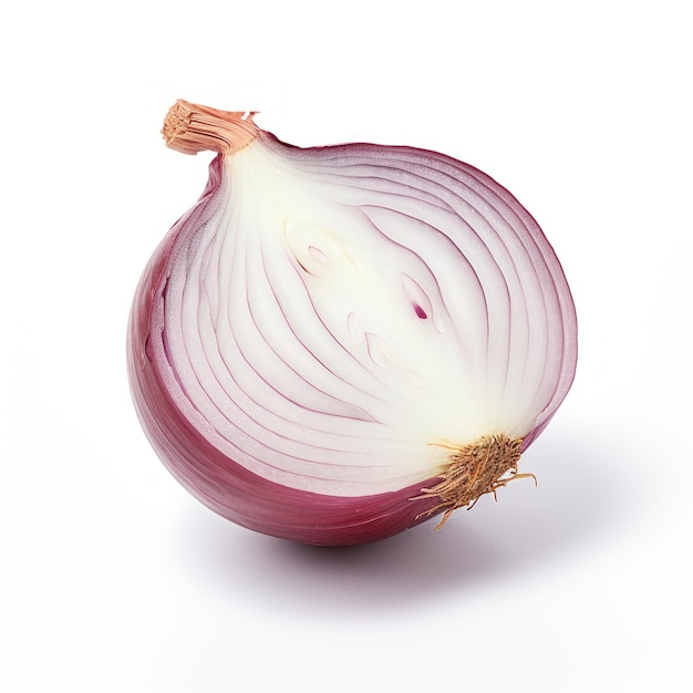 Half sliced of onion on white background