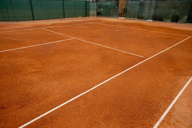 Half of the tennis hard court. Lines on the tennis court