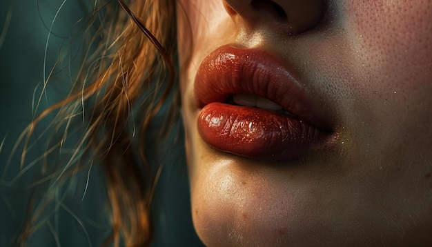 Halfface closeup of a woman with natural makeup and freckles Beauty and skincare