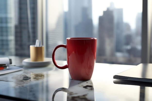 A halffilled coffee mug with lipstick stain