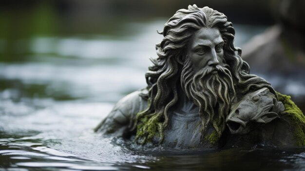 Foto halfhumein halfhumein figuur in standbeeld serene water opkomst gevangen