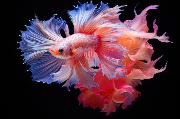 A halfmoon betta fish swimming in a lotus flower