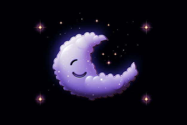 Foto mezza luna con nuvola in stile pixel art