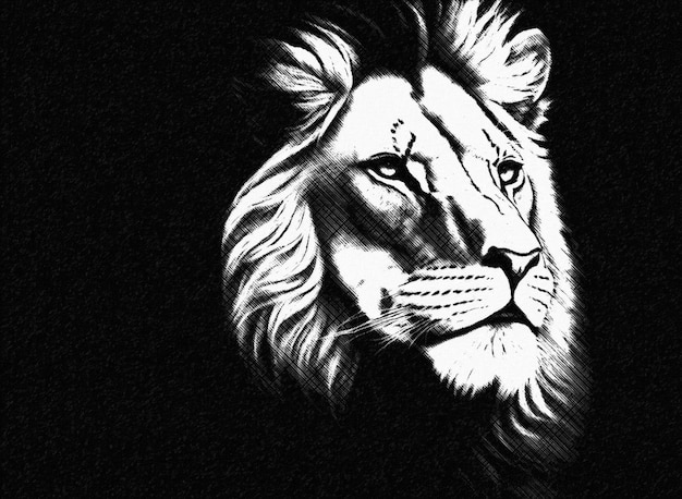 halftone black and white lion