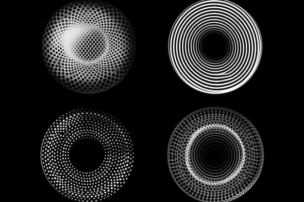Halftone circulaire klassieke achtergrond set van vier