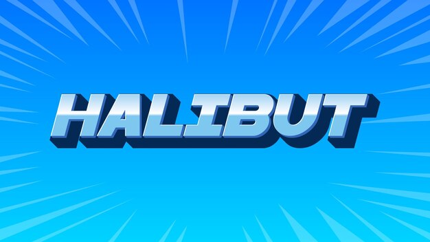 Halibut 3D Blue Text