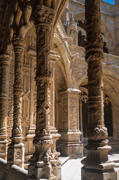 Hall columns form Jeronimos Monastery in Belem