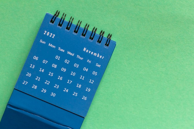 Hallo november 2022desktopkalender voor het plannen en beheren van elke datum