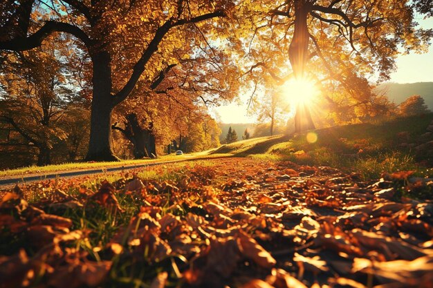 Hallo oktober maand landschap met pad