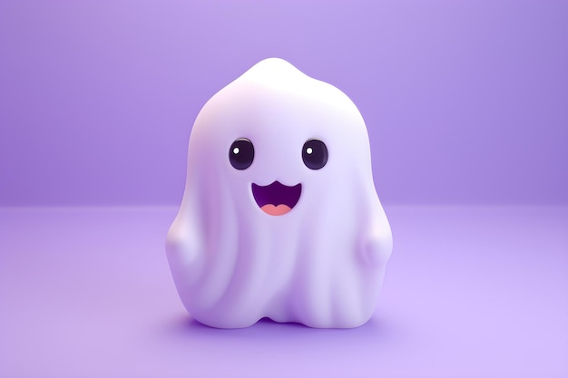 Halloween 3D ghost on a clean background