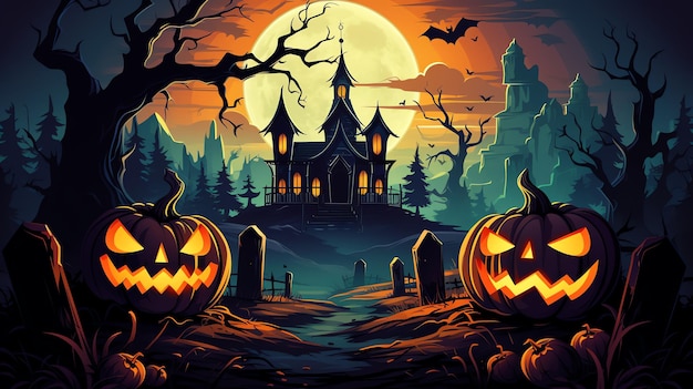 halloween 3d pumpkin ghost theme house