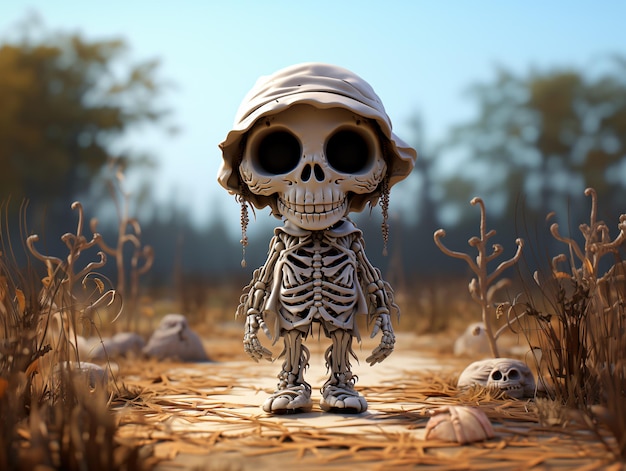 Halloween 3D schattige cartoon skelet man