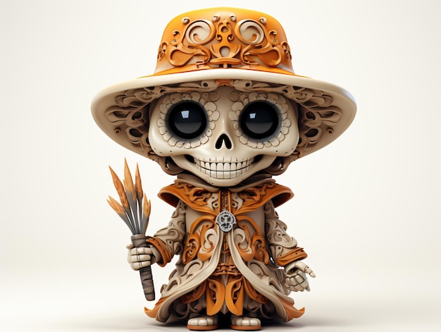 Halloween 3D schattige cartoon skelet man