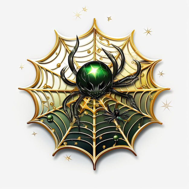 Halloween 3D sticker spiderweb on white background