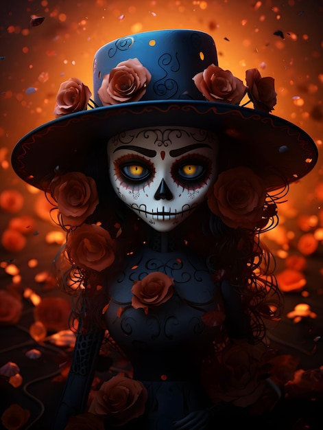 Halloween achtergrond dia de los muertos dag van de dode schedel kunst behang ontwerp pompoen