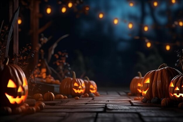 Halloween-achtergrond en griezelige pompoen met exemplaarruimte Generatieve AI