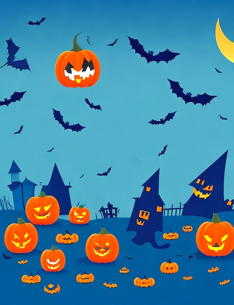 Halloween-achtergrond in plat ontwerp gegenereerd door AI