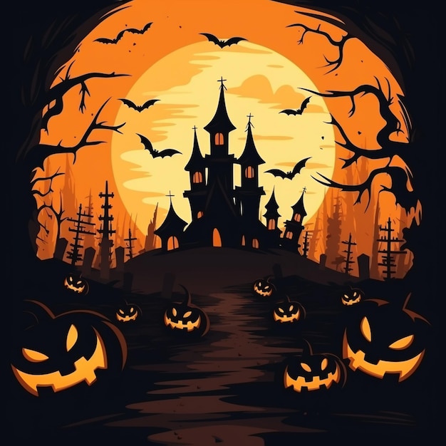 Halloween-achtergrond in plat ontwerp Halloween op 31 oktober