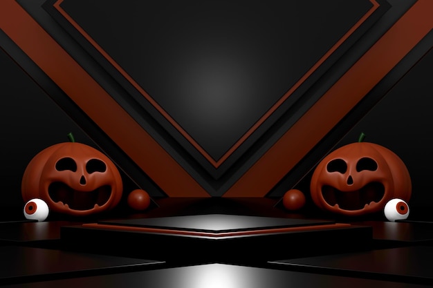 Halloween-achtergrond kleurrijk podium op het podium met rood en paars platformpodium om het productpodium op voetstuk moderne 3D-studio te tonen