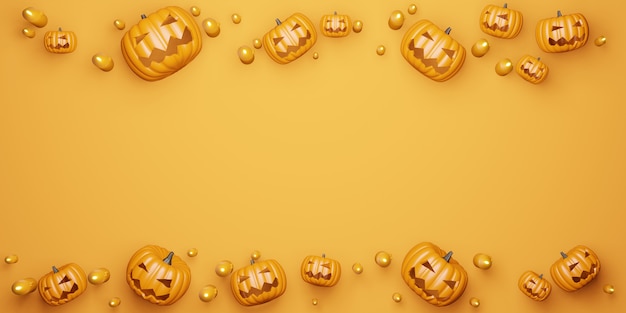 Halloween achtergrond Pompoen en kaarsen 3D illustratie