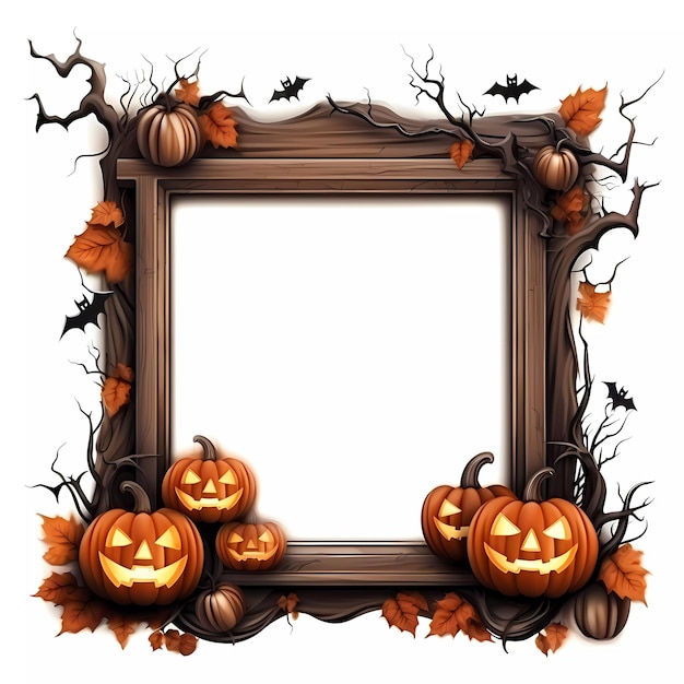 Halloween angstaanjagend frame met pompoenen