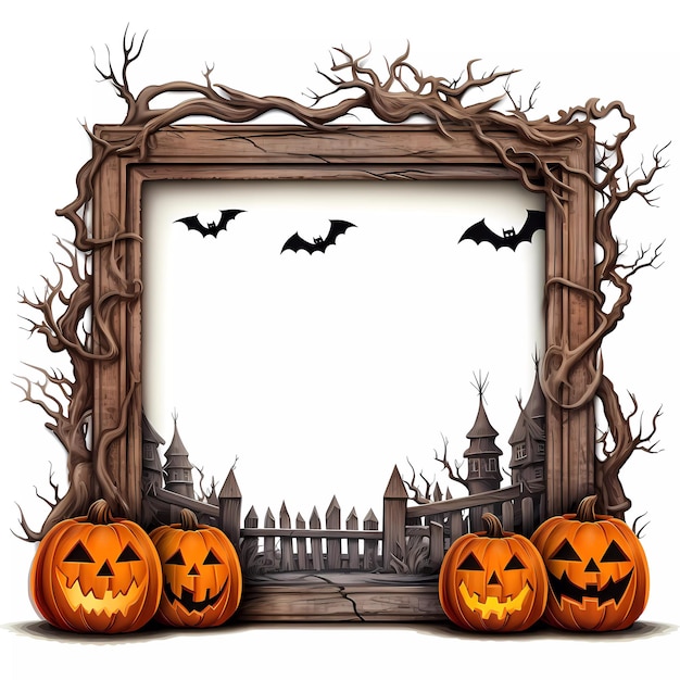 Foto halloween angstaanjagend frame met pompoenen