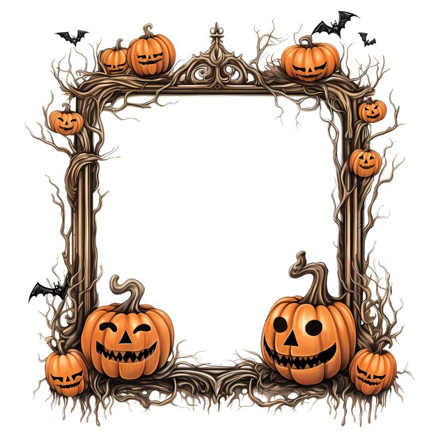 Halloween angstaanjagend frame met pompoenen