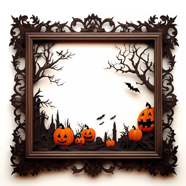 Halloween angstaanjagend frame met pompoenen