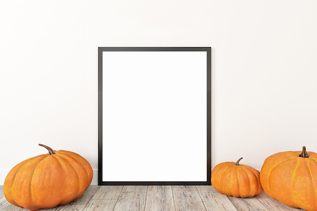 Halloween autumn mockup with black frame