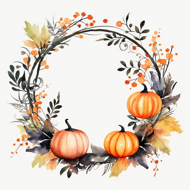 Halloween Autumn Wreath with Pumpkins