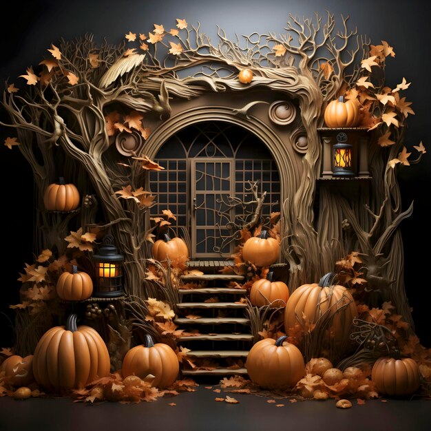 halloween backdrop pumpkin garden