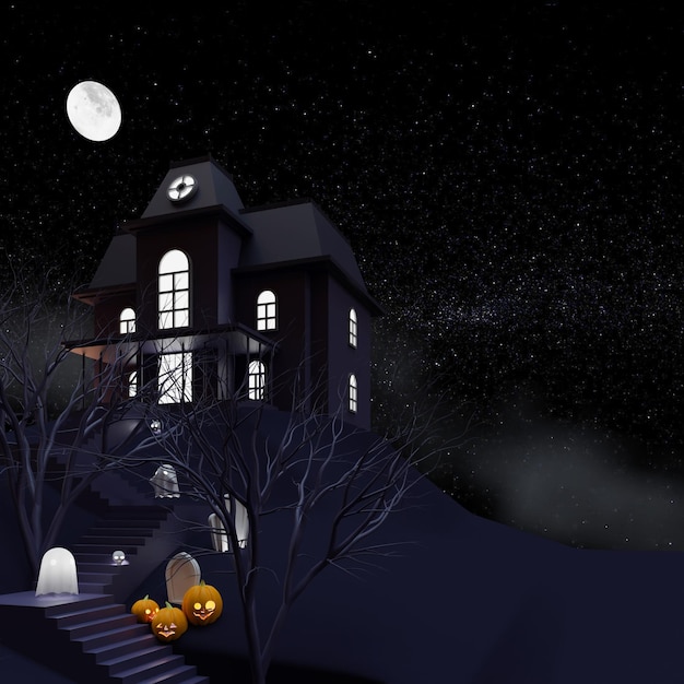 halloween background 3d render illustration 02
