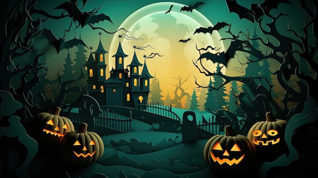 Photo halloween background cartoon paper style