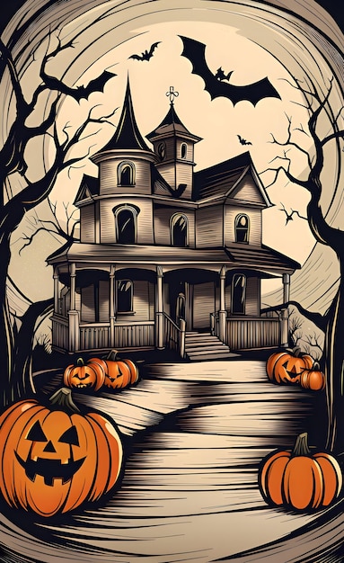 Halloween background in cartoon style