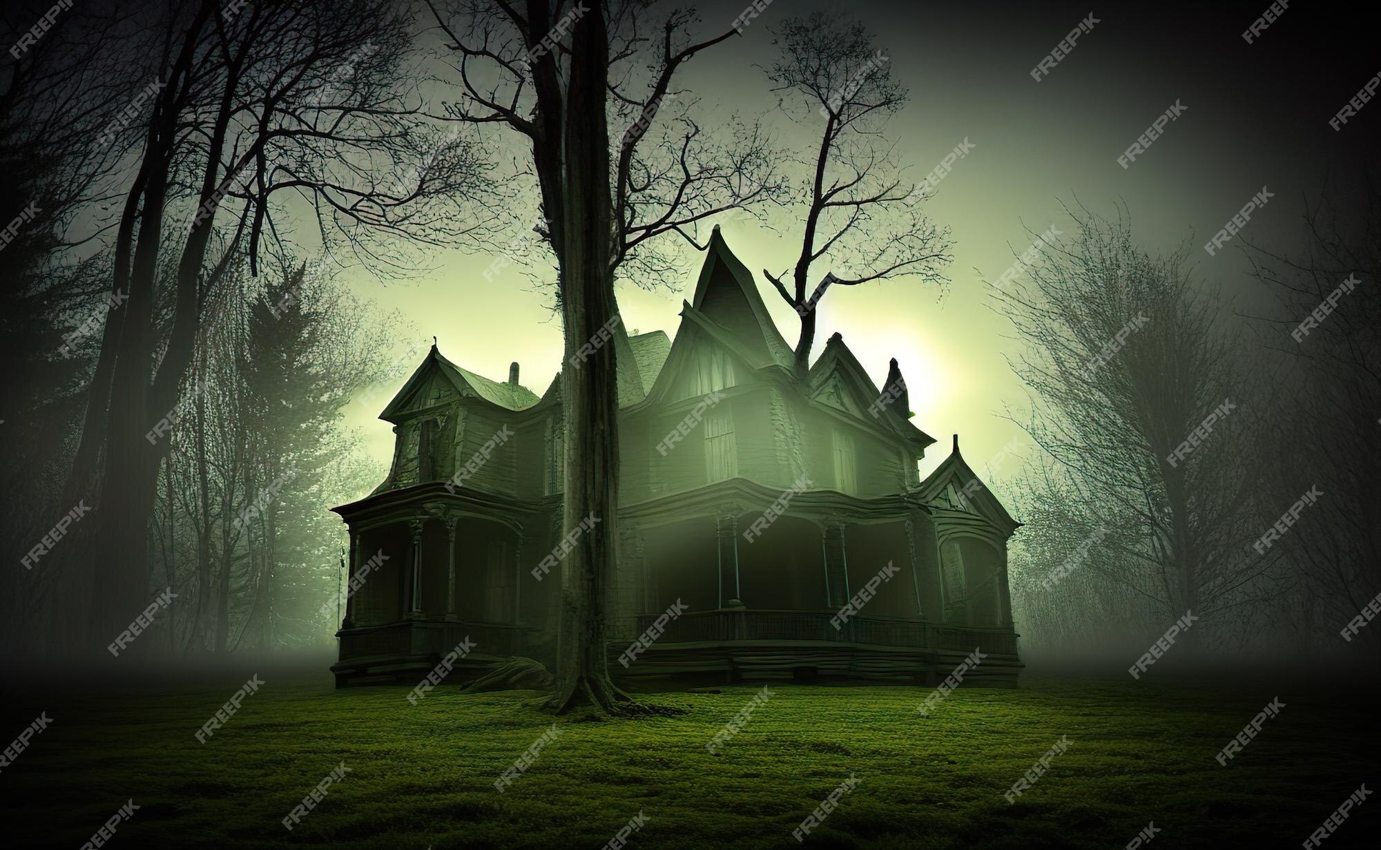 Premium Photo | Halloween background, digital illustration of a victorian  haunted house in a dense spooky forest