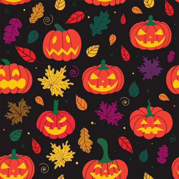 Halloween background Fall watercolor seamless pattern