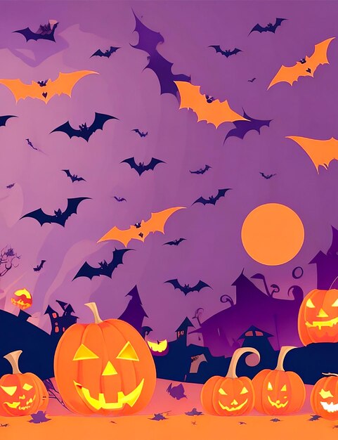 Photo halloween background in flat design generate by ai