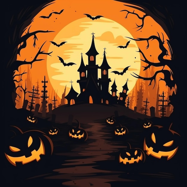 Halloween background in flat design Halloween on 31 October