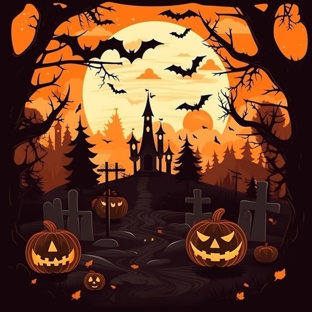 Halloween background in flat design Halloween on 31 October