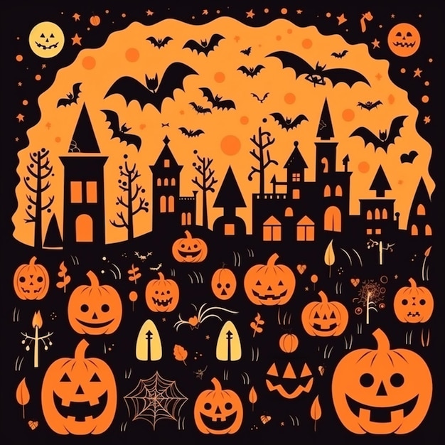 Halloween background in flat design Halloween on 31 October