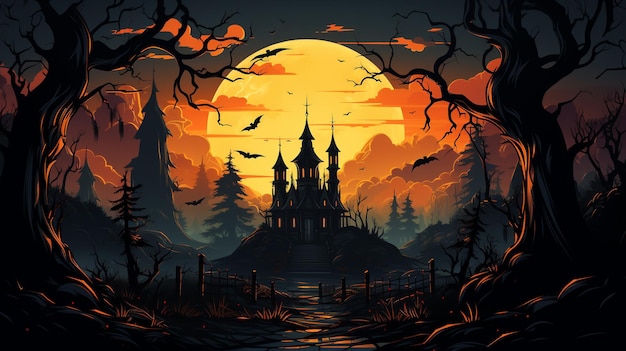 フラットデザインのハロウィンの背景