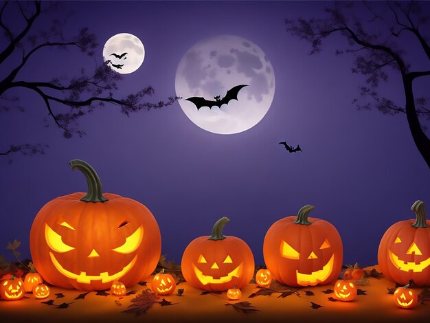 Halloween background in flat pumpkins design