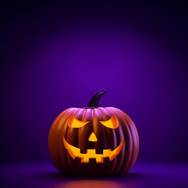 Halloween background Halloween pumpkin jack o lantern isolated on purple background Holiday season