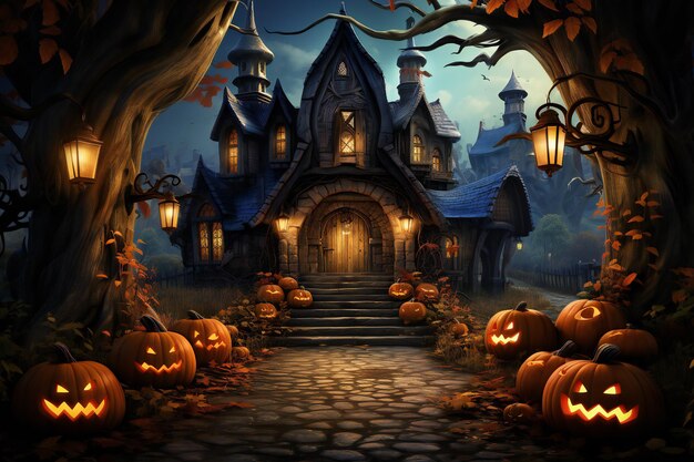 Halloween background illustrations halloween house