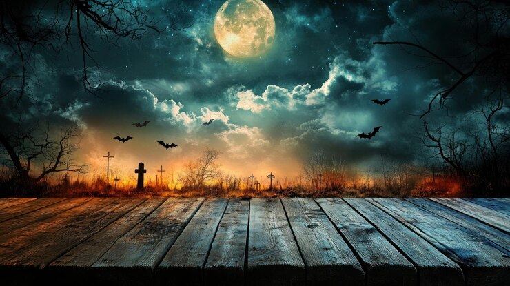 Photo halloween background night moon sky